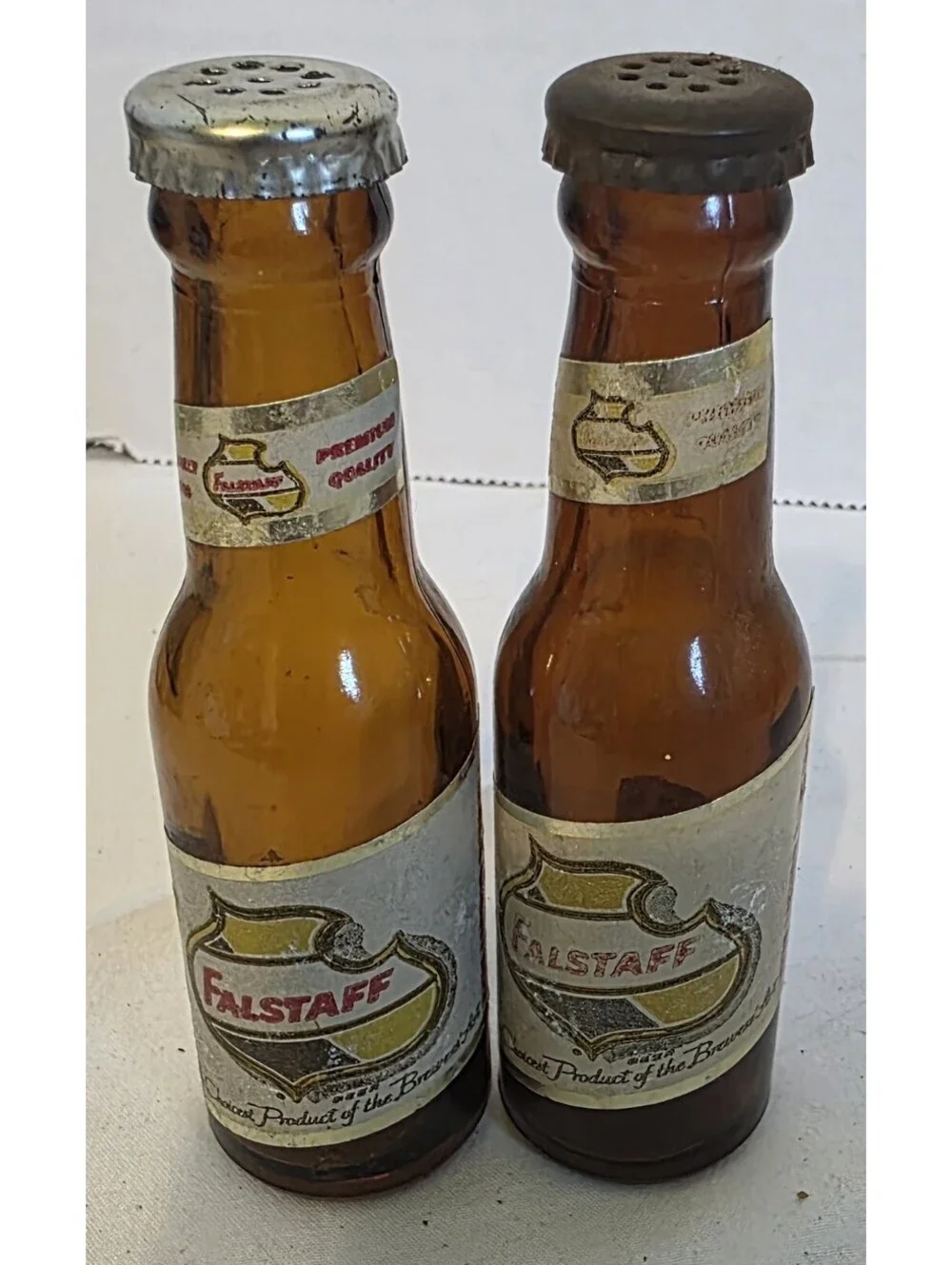 Vintage Fallstaff Beer Bottle Salt and Pepper Shaker Set